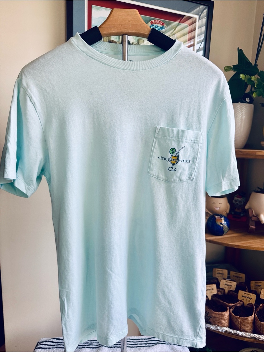 Vineyard Vines Light Aqua Short-Sleeve Pocket Tee